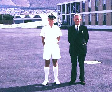 Chris Smith, who suplied these photographs, with his dad on Prize Giving Day. 6th December 1968.