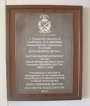 Commemorative plaque honouring the late Captain Phil Nankin - Captain Superintendent 1963-1984