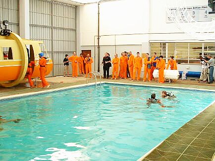 Trainees receiving instruction in the Survival Centre pool