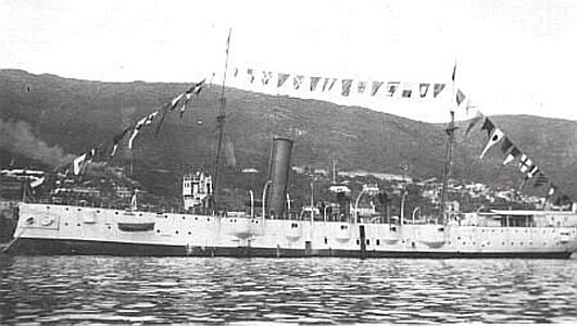 The ship dressed for an unknown occasion in 1925
