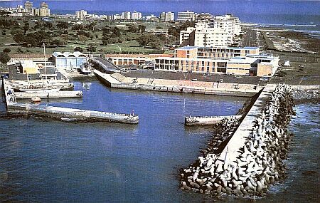 The Acadamy and entrance to the harbour at Granger Bay. The boatsheds on the left are now part of the Survival Centre.